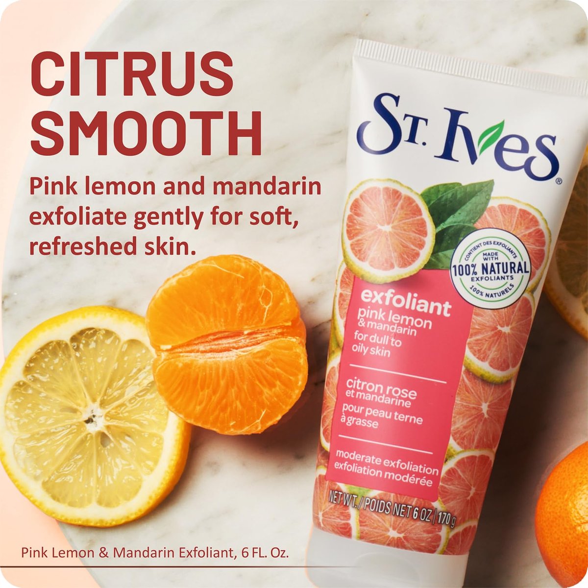St. Ives Gesichtspeeling 3er-Pack – Hautaufhellendes Pink Lemon & Mandarin für strahlende Haut, 6 Unzen pro Stück
