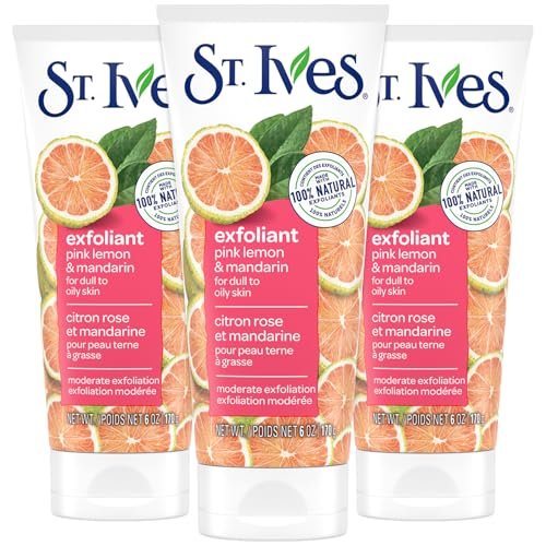 St. Ives Gesichtspeeling 3er-Pack – Hautaufhellendes Pink Lemon & Mandarin für strahlende Haut, 6 Unzen pro Stück