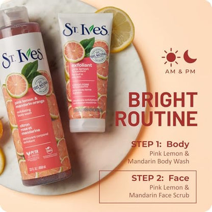 St. Ives Gesichtspeeling 3er-Pack – Hautaufhellendes Pink Lemon & Mandarin für strahlende Haut, 6 Unzen pro Stück