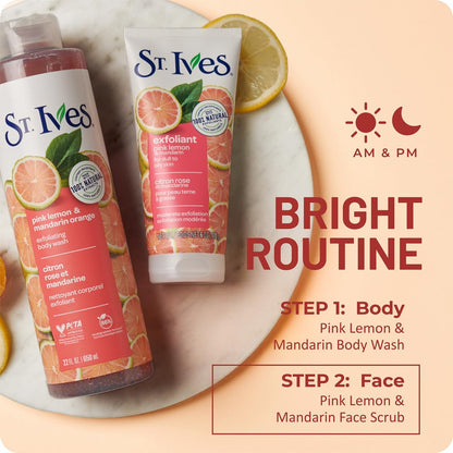 St. Ives Gesichtspeeling 3er-Pack – Hautaufhellendes Pink Lemon & Mandarin für strahlende Haut, 6 Unzen pro Stück