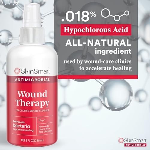 SkinSmart Antimicrobial Wundtherapie – Hypochlorige Säure entfernt Bakterien sicher, damit Wunden heilen können – 237 ml Klarspray
