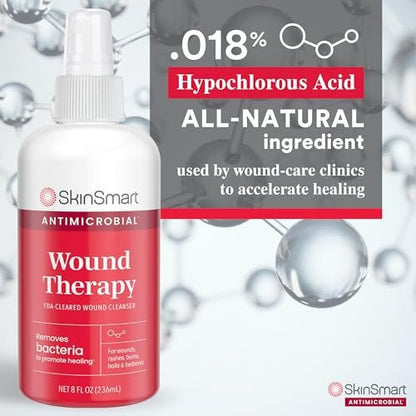 SkinSmart Antimicrobial Wundtherapie – Hypochlorige Säure entfernt Bakterien sicher, damit Wunden heilen können – 237 ml Klarspray