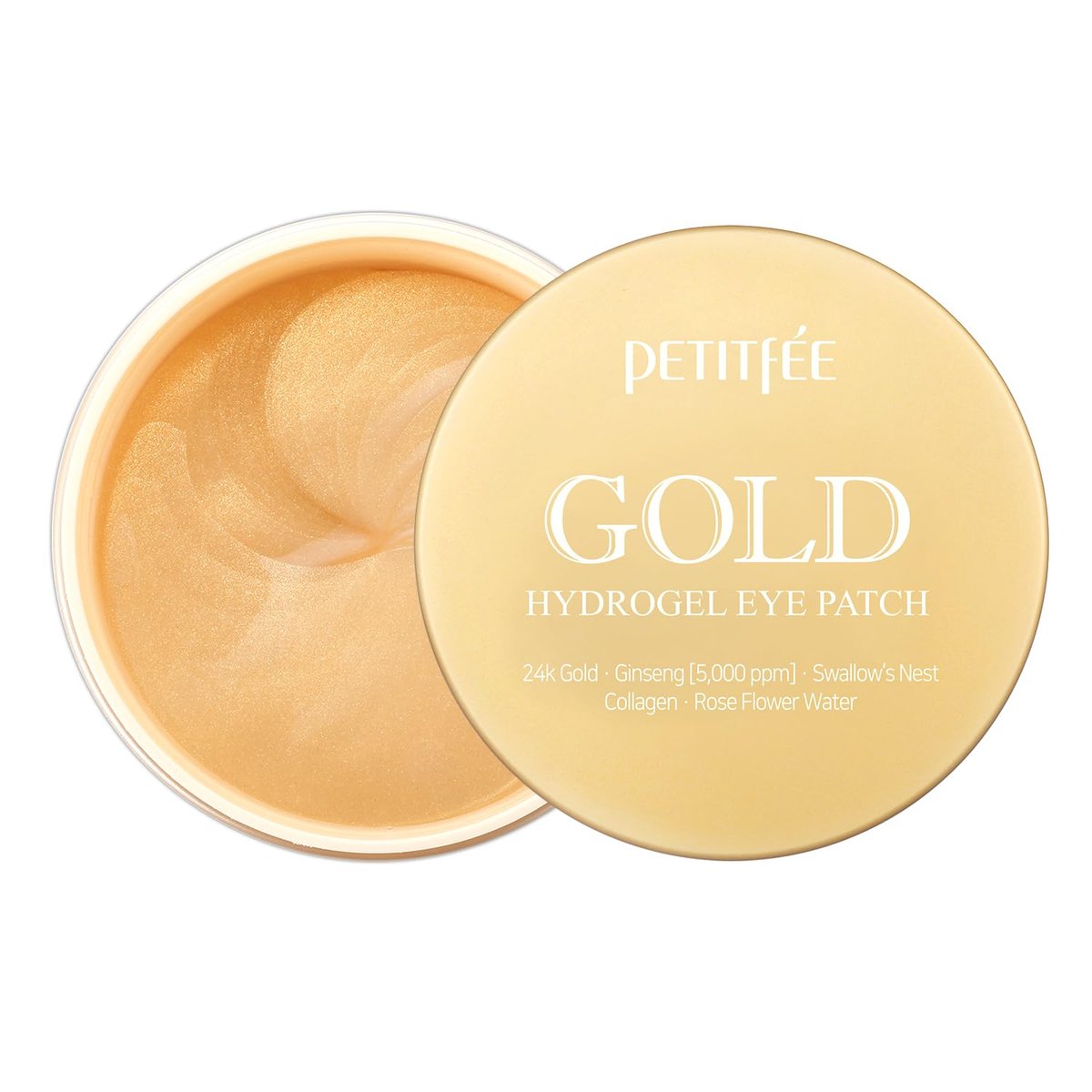 Petitfee Gold Hydrogel Augenpflaster 60 Stück (30 Paare) - 24K Gold Augenmaske für Feuchtigkeit, strahlende Haut, Elastizität, jugendlichen Teint, Ginseng, Kollagen