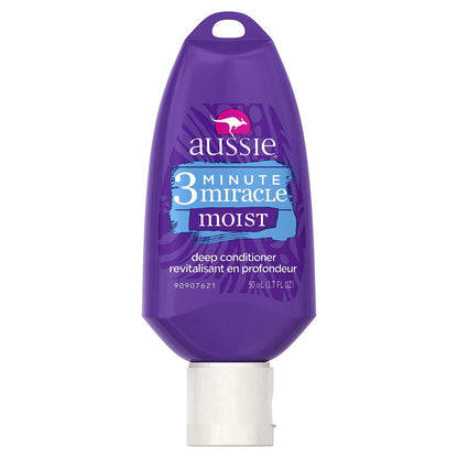 Aussie 3 Minute Miracle Moist Tiefenpflege-Kur, 50 ml – Feuchtigkeitsspülung für trockenes, lockiges Haar