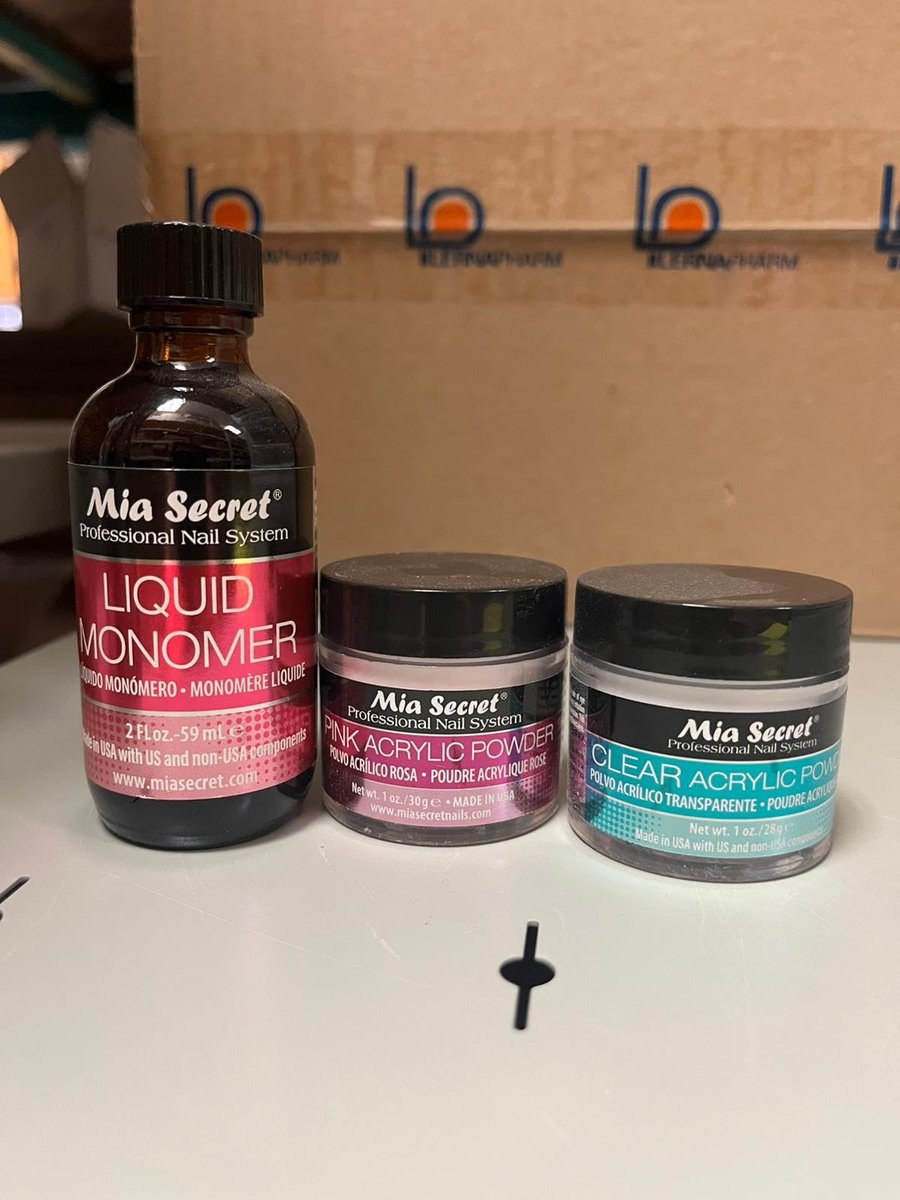 Mia Secret Acryl-Pulver & Monomer Set – 2oz Liquid + 1oz Clear + 1oz Pink Acrylpulver für Nagelkunst