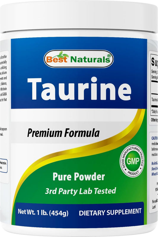 Best Naturals 100% Reines Taurin Pulver in freier Form – 1000 mg pro Portion – 454 g (1 lb)