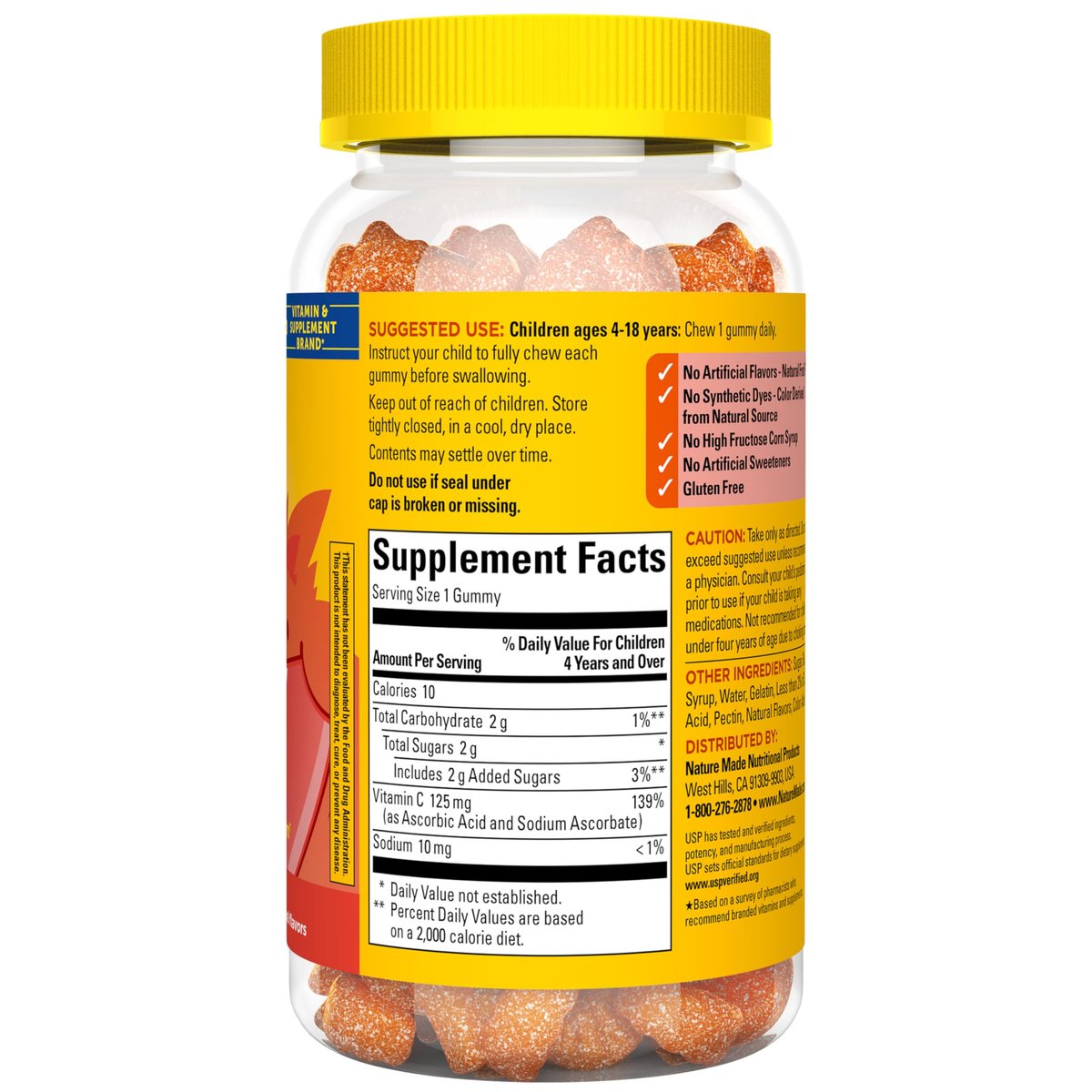 Nature Made Kids First Vitamin C Gummis für Kinder – Nahrungsergänzungsmittel zur Unterstützung des Immunsystems, 110 Gummis, 110 Tage Vorrat