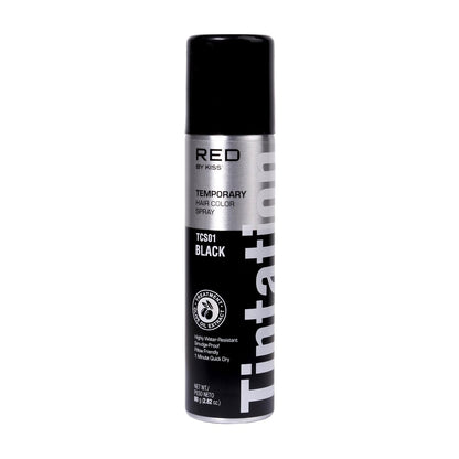 Red by Kiss Tintation Temporäre Haarfarbe Spray - Sofortige Grauabdeckung & Ansatz-Touch-Up, Wasserabweisend & Verwischfest, Leicht Auswaschbar, Schnelltrocknend (Schwarz, 80 ml)