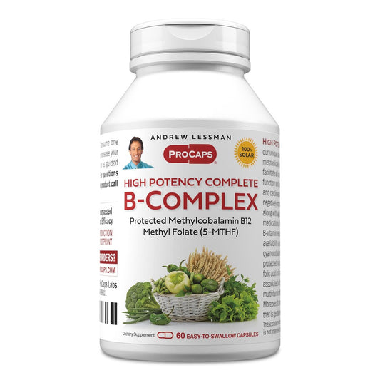 ANDREW LESSMAN Hochwirksamer B-Komplex 60 Kapseln – mit hohem Folatkomplex und Biotin, fördert Zellwachstum, Energie, Immunfunktion, Entgiftung, Fettstoffwechsel und mehr