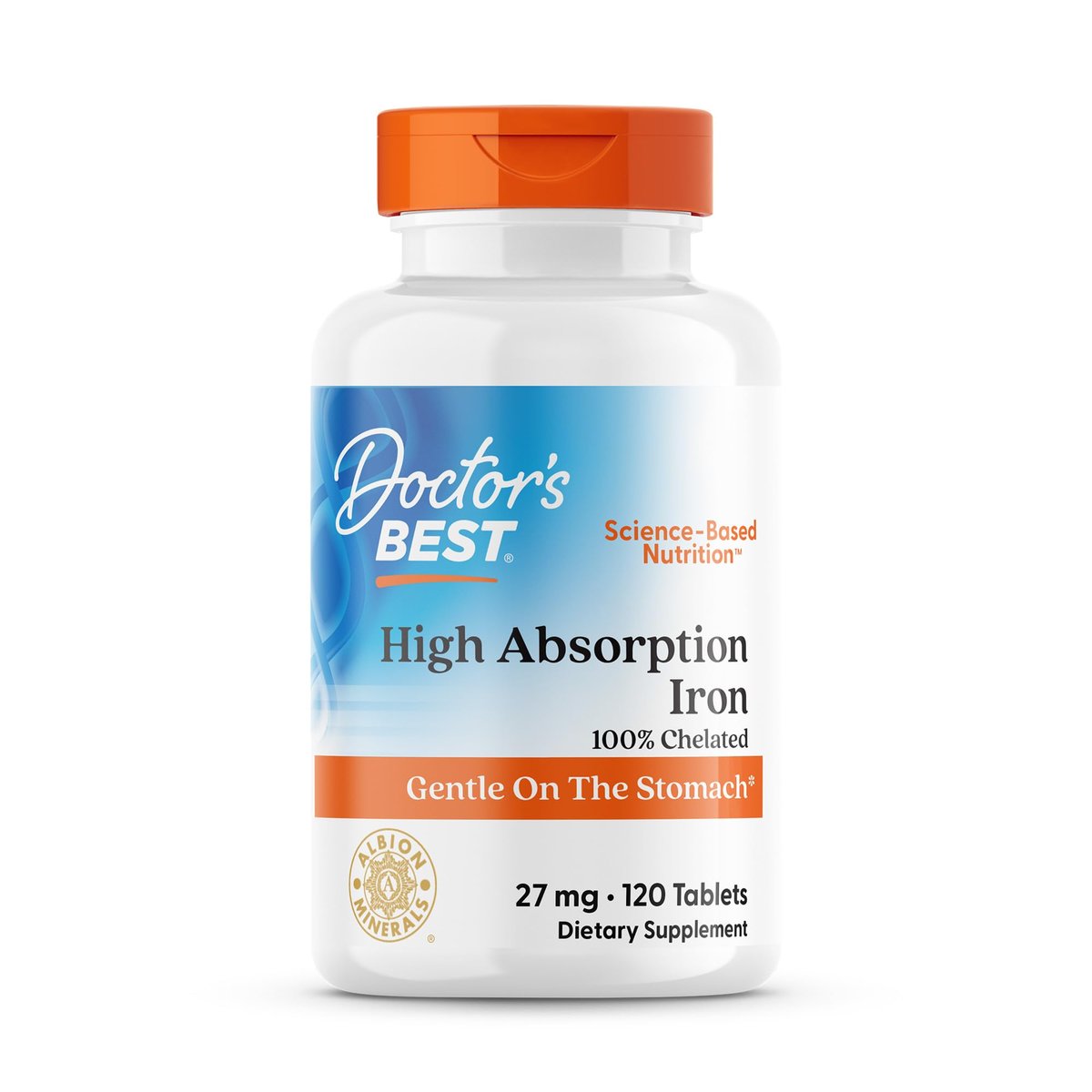 Doctor's Best Hochdosiertes Eisen mit Ferrochel – 27 mg, 120 Tabletten – Magenschonend, für Immunsystem & Blutgesundheit
