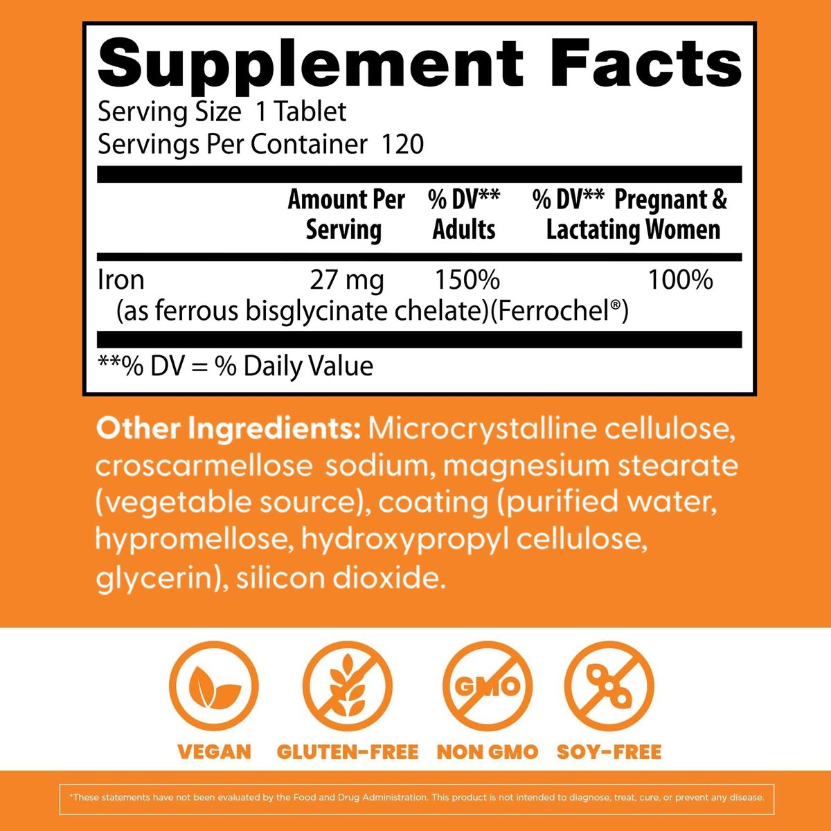 Doctor's Best Hochdosiertes Eisen mit Ferrochel – 27 mg, 120 Tabletten – Magenschonend, für Immunsystem & Blutgesundheit