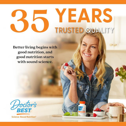 Doctor's Best Hochdosiertes Eisen mit Ferrochel – 27 mg, 120 Tabletten – Magenschonend, für Immunsystem & Blutgesundheit
