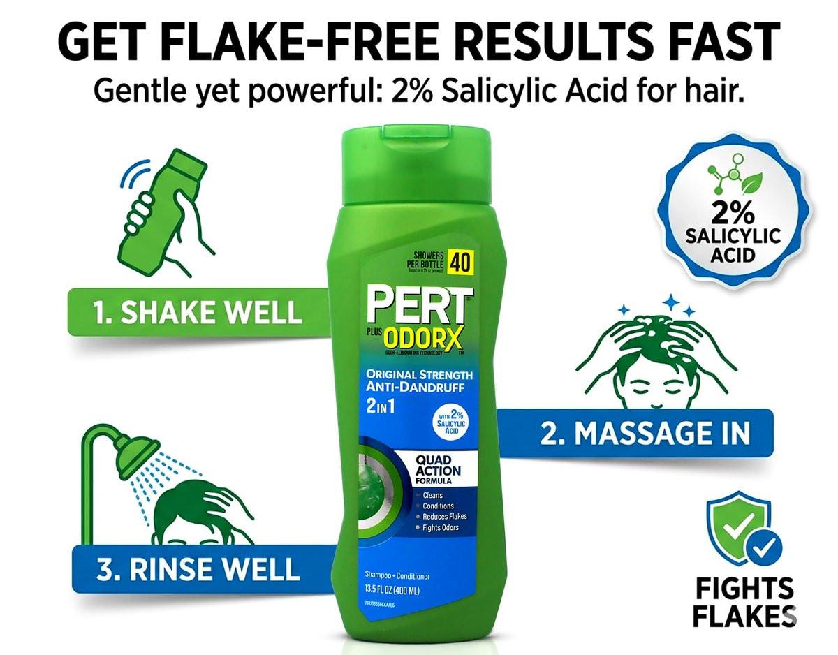 PERT 2-in-1 Shampoo und Conditioner Anti-Schuppen, 13,5 Fl Oz (6er-Pack)