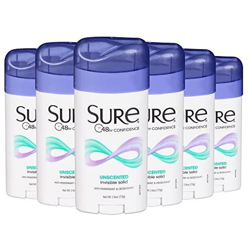 SURE Antiperspirant Deodorant, Unscented, Fest 2,6 Unzen (Pack mit 6)