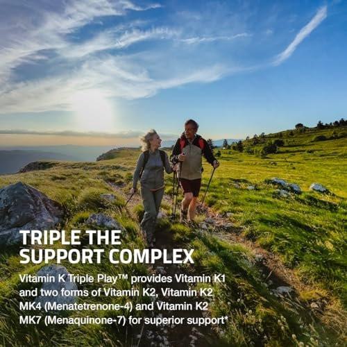 Bronson Vitamin K Triple Play - Vollspektrum Vitamin K Komplex mit K1, K2 MK4 und K2 MK7 - 90 Kapseln