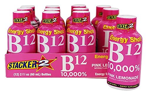STACKER 2 Pink Lemonade B12 Energy Shot, 59ml (12er Pack) – Vitamin-B12-Getränk