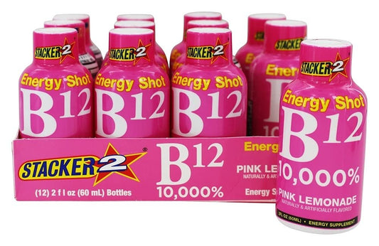 STACKER 2 Pink Lemonade B12 Energy Shot, 59ml (12er Pack) – Vitamin-B12-Getränk