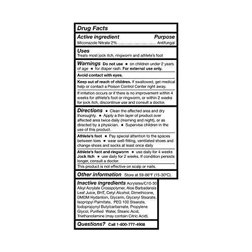 McKesson Antimykotische Creme, 2% Miconazolnitrat - Lindert Juckreiz, Brennen, Rissbildung bei Jock Itch, Ringelflechte und Fußpilz - 118 ml, 1 Stück
