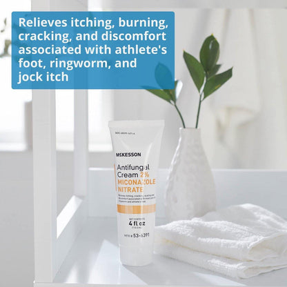 McKesson Antimykotische Creme, 2% Miconazolnitrat - Lindert Juckreiz, Brennen, Rissbildung bei Jock Itch, Ringelflechte und Fußpilz - 118 ml, 1 Stück
