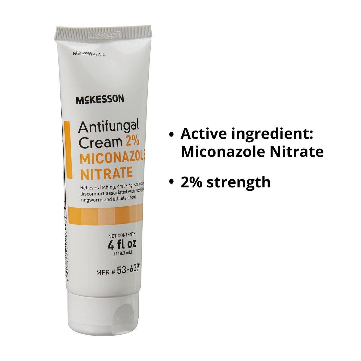 McKesson Antimykotische Creme, 2% Miconazolnitrat - Lindert Juckreiz, Brennen, Rissbildung bei Jock Itch, Ringelflechte und Fußpilz - 118 ml, 1 Stück