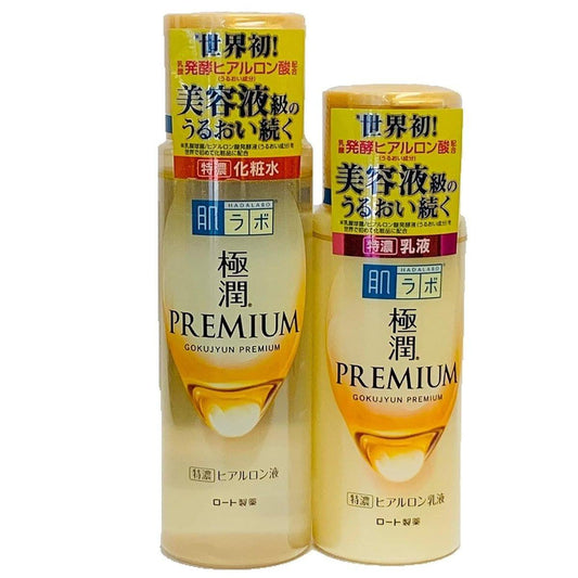 Rohto Hadalabo Gokujyun Premium Hyaluronsäure Lotion & Milch Set – 2-teiliges Pflegeset für intensive Feuchtigkeit