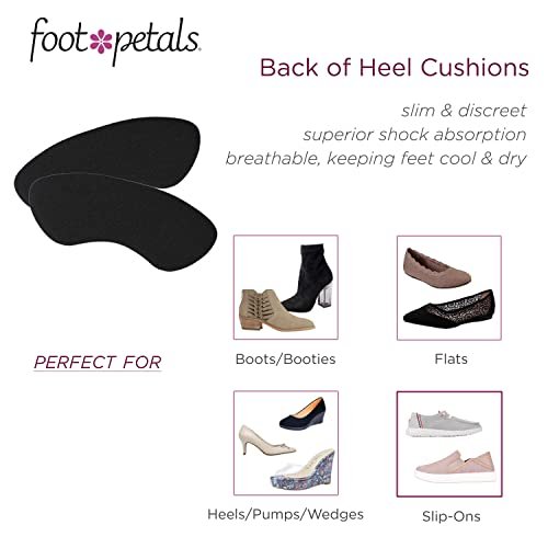 Foot Petals Fersenpolster – Schmerzlindernde Gel-Einlagen für die Ferse, 1 Paar, Schwarz