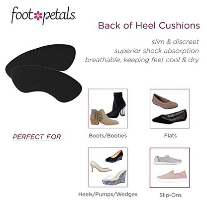 Foot Petals Fersenpolster – Schmerzlindernde Gel-Einlagen für die Ferse, 1 Paar, Schwarz