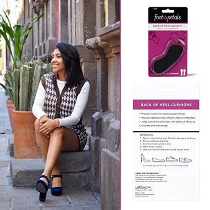 Foot Petals Fersenpolster – Schmerzlindernde Gel-Einlagen für die Ferse, 1 Paar, Schwarz