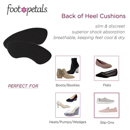 Foot Petals Fersenpolster – Schmerzlindernde Gel-Einlagen für die Ferse, 1 Paar, Schwarz