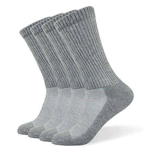 Well Knitting Diabetikersocken für Damen & Herren, Coolmax Medical Circulation Mid Calf Socken mit nahtloser Zehenpartie, nicht einschnürendem Bund und gepolsterter Sohle, 4 Paar (Grau, L)