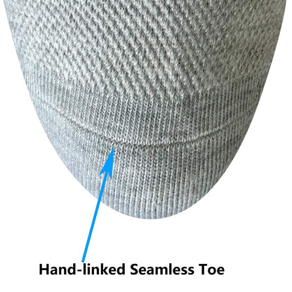 Well Knitting Diabetikersocken für Damen & Herren, Coolmax Medical Circulation Mid Calf Socken mit nahtloser Zehenpartie, nicht einschnürendem Bund und gepolsterter Sohle, 4 Paar (Grau, L)