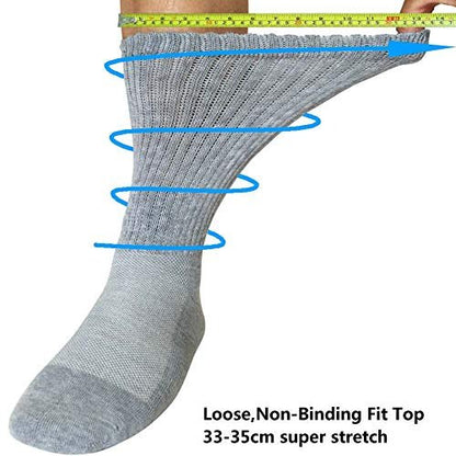 Well Knitting Diabetikersocken für Damen & Herren, Coolmax Medical Circulation Mid Calf Socken mit nahtloser Zehenpartie, nicht einschnürendem Bund und gepolsterter Sohle, 4 Paar (Grau, L)