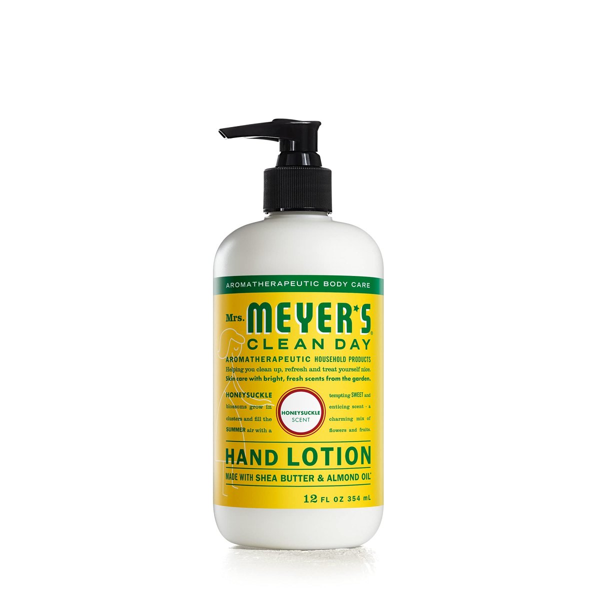 MRS. MEYER'S CLEAN DAY Handlotion für trockene Hände, nicht fettender Feuchtigkeitsspender mit ätherischen Ölen, Geißblatt, 355 ml