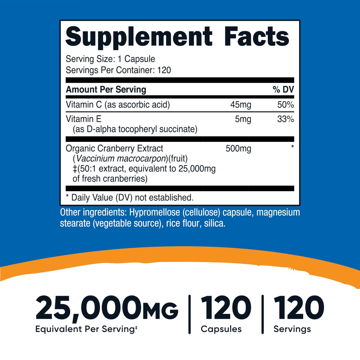 Nutricost Cranberry Extract 120 Kapseln – mit Vitamin C & Vitamin E, vegan, glutenfrei