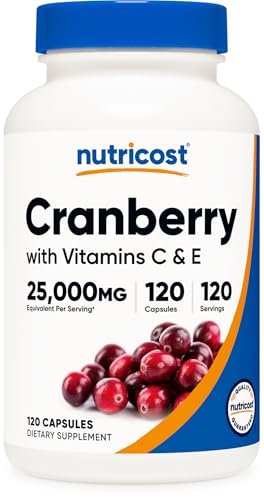 Nutricost Cranberry Extract 120 Kapseln – mit Vitamin C & Vitamin E, vegan, glutenfrei