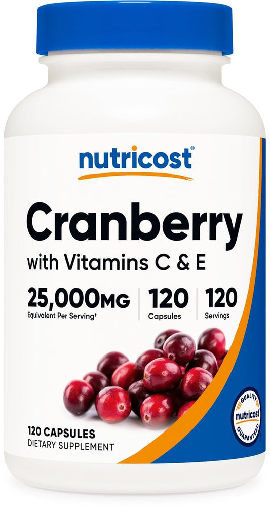 Nutricost Cranberry Extract 120 Kapseln – mit Vitamin C & Vitamin E, vegan, glutenfrei