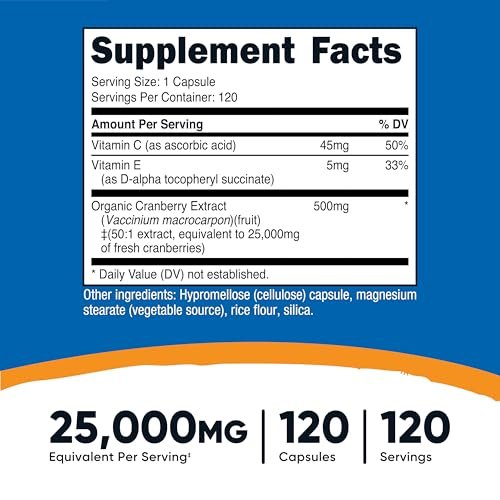 Nutricost Cranberry Extract 120 Kapseln – mit Vitamin C & Vitamin E, vegan, glutenfrei