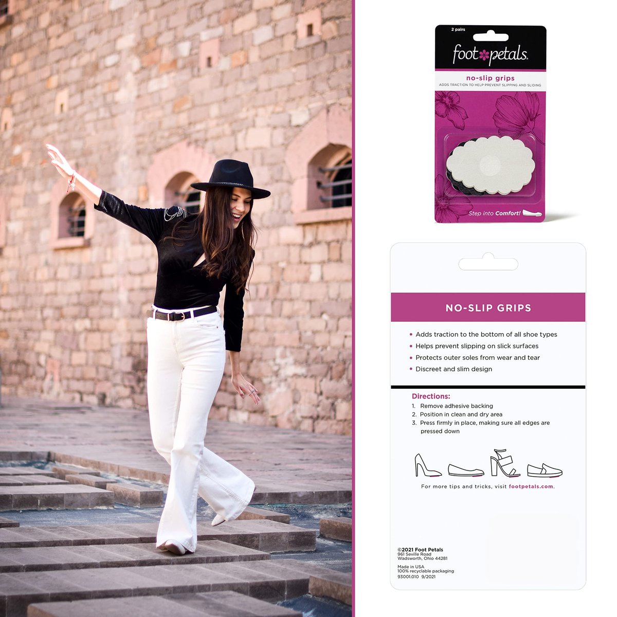 Foot Petals No Slip Grips – Antirutsch-Pads für Damenschuhe – Verhindern das Verrutschen in High Heels, Pumps, Stiefeln, Keilabsätzen, Flats, Sandalen