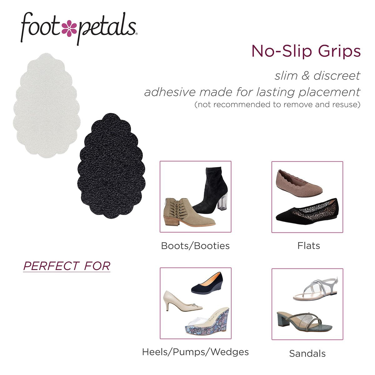 Foot Petals No Slip Grips – Antirutsch-Pads für Damenschuhe – Verhindern das Verrutschen in High Heels, Pumps, Stiefeln, Keilabsätzen, Flats, Sandalen