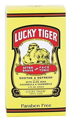Lucky Tiger After Shave und Gesichtswasser (237 ml) – Alkoholfreies Aftershave für Männer – Beruhigendes Gesichtswasser mit Aloe Vera, Ringelblume und Kamille gegen Rasurbrand