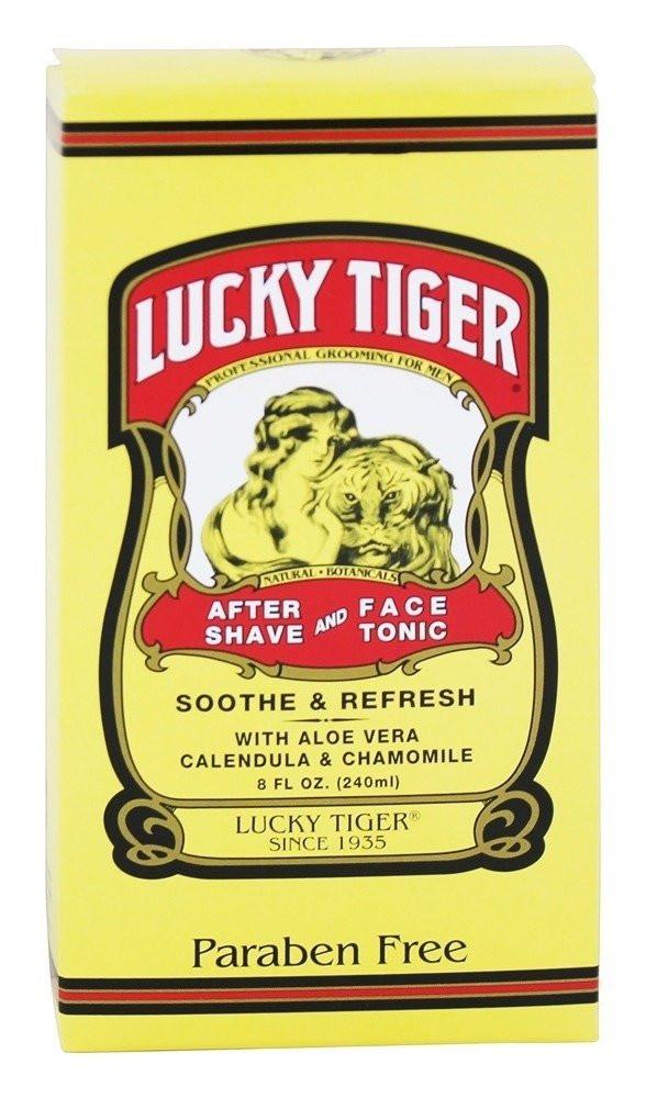 Lucky Tiger After Shave und Gesichtswasser (237 ml) – Alkoholfreies Aftershave für Männer – Beruhigendes Gesichtswasser mit Aloe Vera, Ringelblume und Kamille gegen Rasurbrand