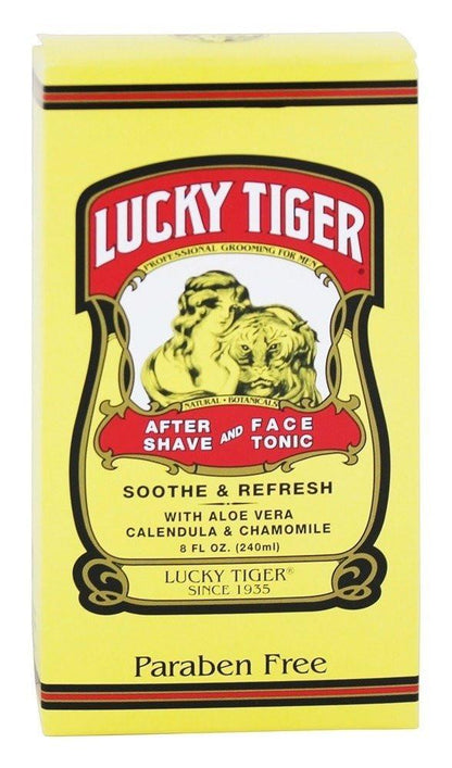 Lucky Tiger After Shave und Gesichtswasser (237 ml) – Alkoholfreies Aftershave für Männer – Beruhigendes Gesichtswasser mit Aloe Vera, Ringelblume und Kamille gegen Rasurbrand