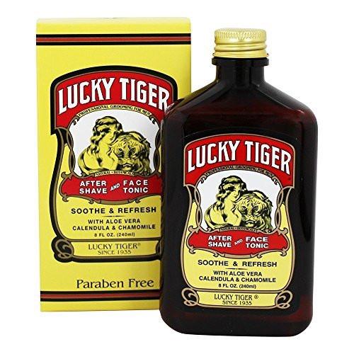 Lucky Tiger After Shave und Gesichtswasser (237 ml) – Alkoholfreies Aftershave für Männer – Beruhigendes Gesichtswasser mit Aloe Vera, Ringelblume und Kamille gegen Rasurbrand