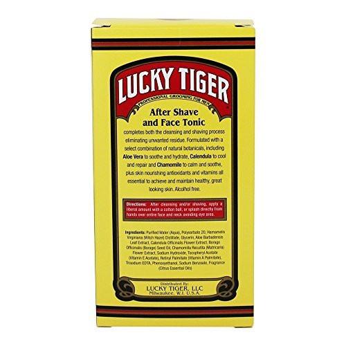 Lucky Tiger After Shave und Gesichtswasser (237 ml) – Alkoholfreies Aftershave für Männer – Beruhigendes Gesichtswasser mit Aloe Vera, Ringelblume und Kamille gegen Rasurbrand