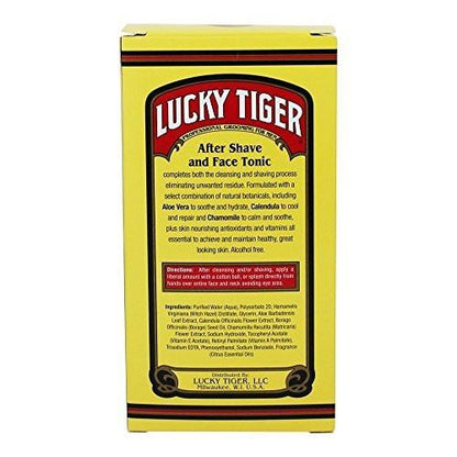 Lucky Tiger After Shave und Gesichtswasser (237 ml) – Alkoholfreies Aftershave für Männer – Beruhigendes Gesichtswasser mit Aloe Vera, Ringelblume und Kamille gegen Rasurbrand