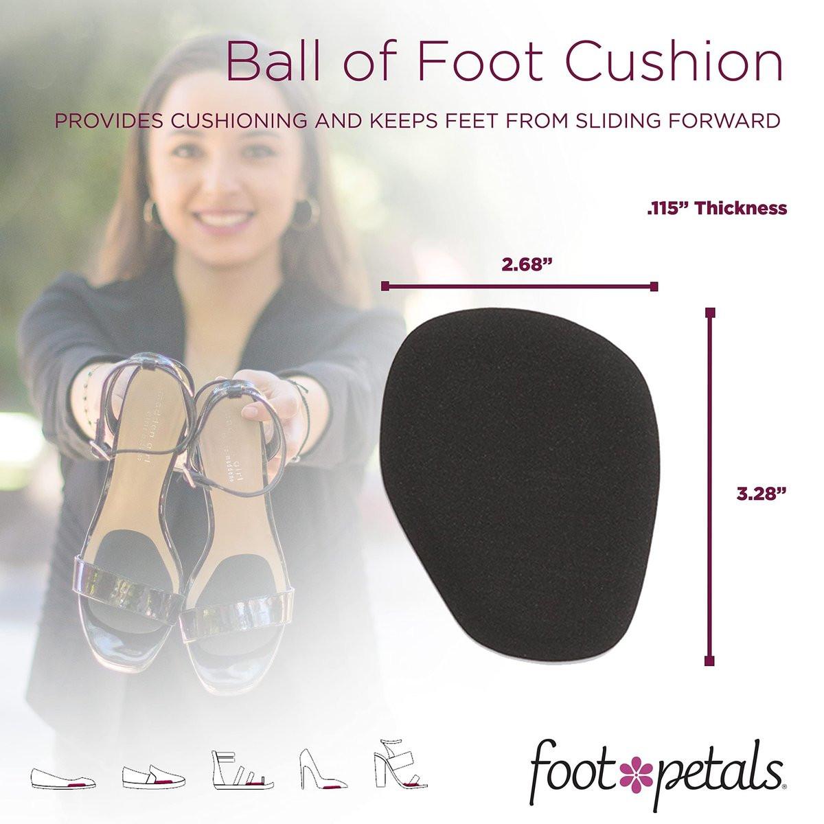 Foot Petals Ball of Foot Cushions – Metatarsal-Pad für langanhaltenden Komfort, verhindert Zehenrutschen und Überhang – für Damenabsätze – 1 Paar, Schwarz
