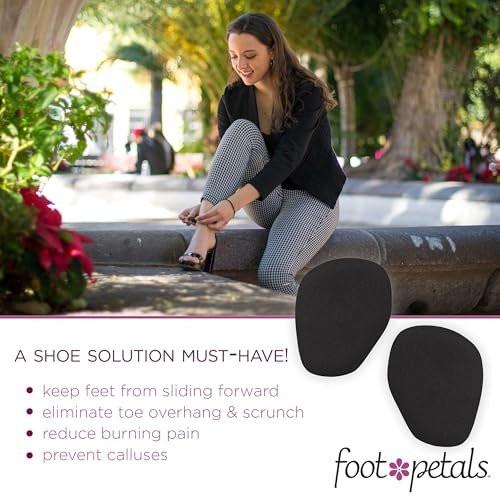 Foot Petals Ball of Foot Cushions – Metatarsal-Pad für langanhaltenden Komfort, verhindert Zehenrutschen und Überhang – für Damenabsätze – 1 Paar, Schwarz