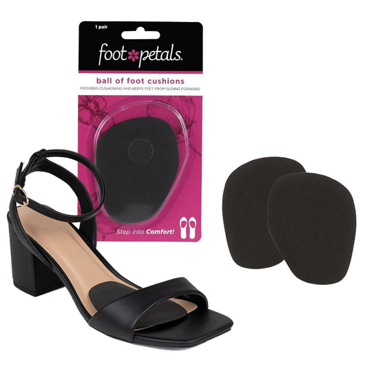 Foot Petals Ball of Foot Cushions – Metatarsal-Pad für langanhaltenden Komfort, verhindert Zehenrutschen und Überhang – für Damenabsätze – 1 Paar, Schwarz