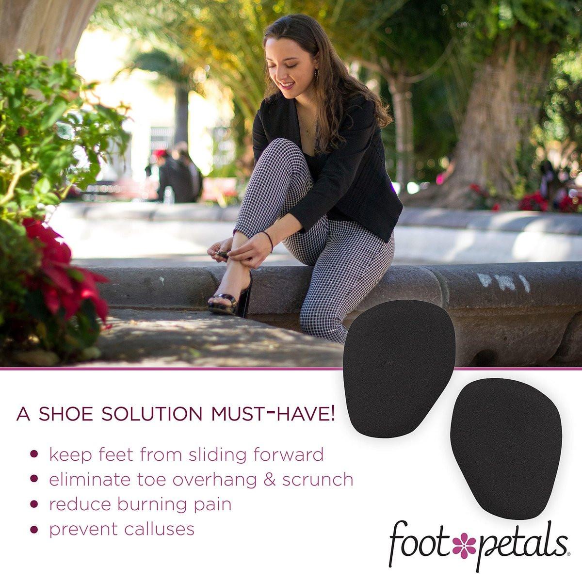 Foot Petals Ball of Foot Cushions – Metatarsal-Pad für langanhaltenden Komfort, verhindert Zehenrutschen und Überhang – für Damenabsätze – 1 Paar, Schwarz