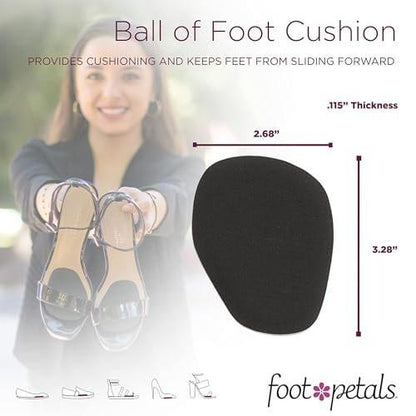Foot Petals Ball of Foot Cushions – Metatarsal-Pad für langanhaltenden Komfort, verhindert Zehenrutschen und Überhang – für Damenabsätze – 1 Paar, Schwarz